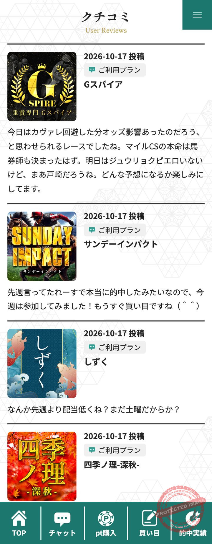 縁の会員ページ「クチコミ」(2026年10月18日撮影・登録情報は伏せ字)
